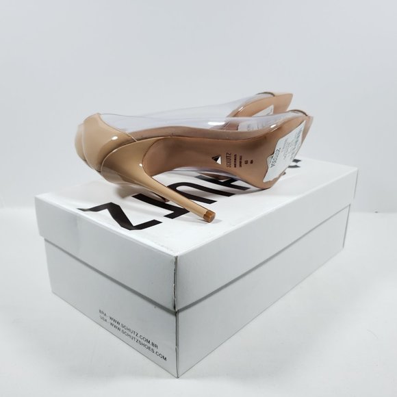 SCHUTZ Cendi plexi Transparent Pointed Toe Pump - Nude 6B - Picture 3 of 4